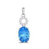 6.497 Cts. Natural Blue Topaz 14k Gold Statement Pendant Jewelry