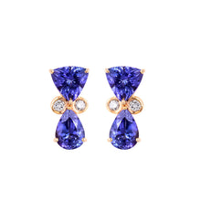 Load image into Gallery viewer, Tanzanite 14k Gold Bow Earring with Round Diamonds