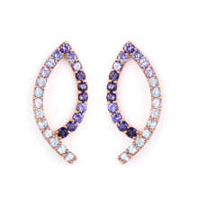 Load image into Gallery viewer, Blue Ombre Tanzanite 14K Gold Bunny Earrings