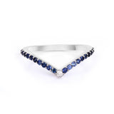 Classic Blue Sapphire with Center Diamond 14k White Gold Promise Band