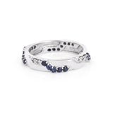 Stunning Blue Sapphire & Diamonds 14k White Gold Infinity Band