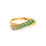 Elegant Tsavorite with Diamond 14k Gold Promise Band with a Twist