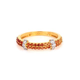 Shiny Yellow Sapphire & Diamonds 14k Gold  Double Line Minimal Band