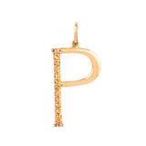 Initial Gold Pendant For Letter P with Yellow Sapphires