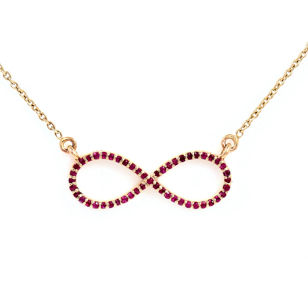 Ruby Infinity 14k Light Weight Gold Pendant