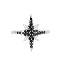 Load image into Gallery viewer, Black Diamond 14k White Gold Star Ring