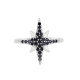 Black Diamond 14k White Gold Star Ring