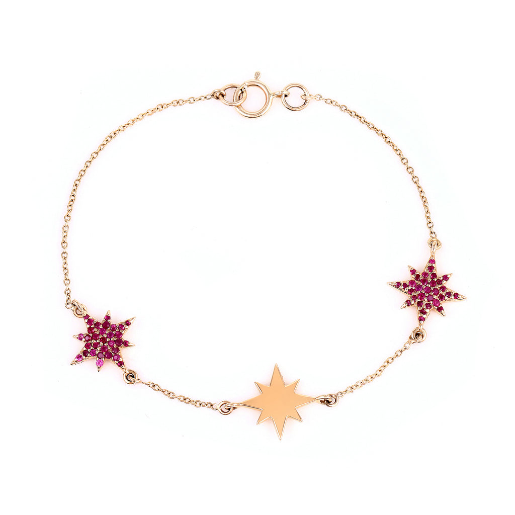 Shining Stars Gold Bracelet With Rubies