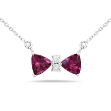 Load image into Gallery viewer, Rhodolite Bow Chain Necklace in 14K White Gold