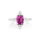 Kunzite Stone Statement Ring in 14K White Gold with Sparkling Diamonds