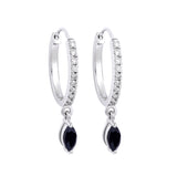 Black Spinel 14K White Gold Hoop Earring