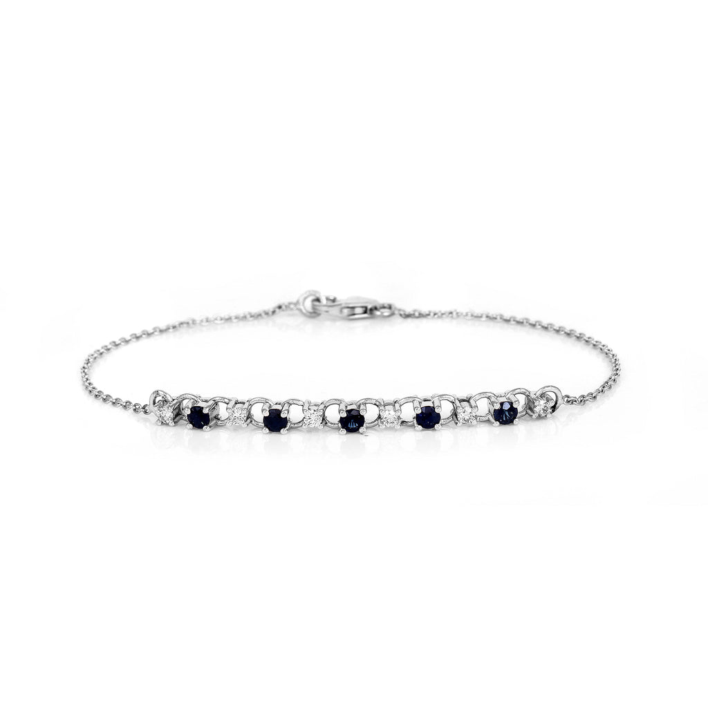 Tanzanite & Diamond Promise Bracelet in 14K White Gold