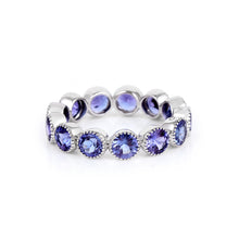 Load image into Gallery viewer, Round Shape Tanzanite Birthstone 14K White Gold Eternity Band