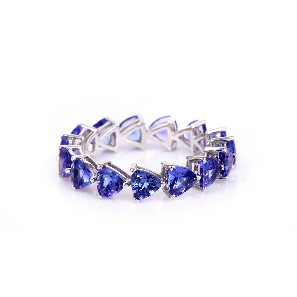 Trillion Tanzanite 14K White Gold Eternity Band