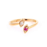 Minimalist Adjustable Ruby & Diamond 14K Gold Ring