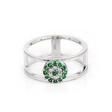 Load image into Gallery viewer, Minimalist Evil Eye Protection unique Tsavorite 14K White Gold Ring