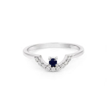 Load image into Gallery viewer, Blue Sapphire &amp; Diamonds 14k  white Gold Minimalist Evil Eye Ring