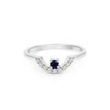 Blue Sapphire & Diamonds 14k  white Gold Minimalist Evil Eye Ring