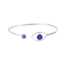 Load image into Gallery viewer, Blue Evil Eye Bracelet with Tanzanite ,Diamond &amp; 14k White gold