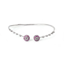 Load image into Gallery viewer, Pink Evil Eye Light Weight Bracelet In 14K White Gold