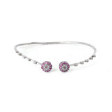 Pink Evil Eye Light Weight Bracelet In 14K White Gold