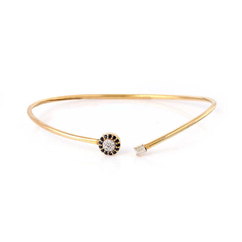 Black Diamond Evil Eye Elegant Bracelet With Diamond in 14K Gold