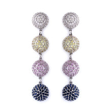 Load image into Gallery viewer, Circle Cluster Dome Shaped Multi Sapphire Dangles with Diamonds