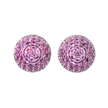 Load image into Gallery viewer, Dome-Shaped Valentine Love Duo Gold Earring with Pink Spinel &amp; Diamond