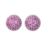 Dome-Shaped Valentine Love Duo Gold Earring with Pink Spinel & Diamond