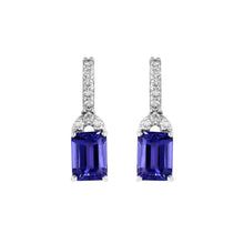 Load image into Gallery viewer, Tanzanite Minimalist 14K White Gold Earring With Diamonds