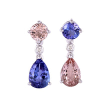 Load image into Gallery viewer, Elegant Contrast Color Gemstone 14K Gold Earring with Diamonds