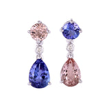 Elegant Contrast Color Gemstone 14K Gold Earring with Diamonds