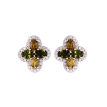 Load image into Gallery viewer, Green &amp; Yellow Tourmaline Earring In 14K White Gold &amp; Diamonds