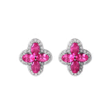 Pinky Floral 14K Gold Earring With Halo Diamonds