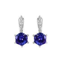 Load image into Gallery viewer, Hexagonal Shaped 14K Gold Fancy Earring With Tanzanite &amp; Diamonds