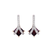 Load image into Gallery viewer, Red Garnet 14K White Gold Flora &amp; Fauna Studs With Diamonds