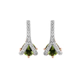 Claw Shaped 14K Gold Fancy Earring With Peridot & Diamonds