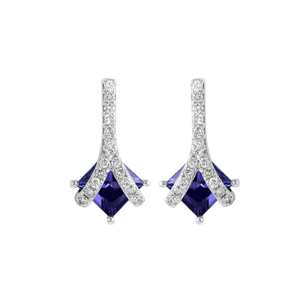 Mountain Mist Studs With Tanzanite & Diamonds