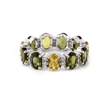 Load image into Gallery viewer, Tourmaline &amp; Diamond 14K White Gold Elegant Eternity Band