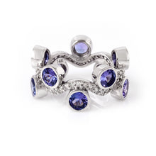 Load image into Gallery viewer, Round Tanzanite Fancy Band In 14K Gold With Pave Diamonds