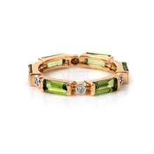 Load image into Gallery viewer, Single Line Peridot 14K Eternity Band with Diamonds Accent KJ-259