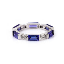 Load image into Gallery viewer, Single Line Tanzanite 14K Gold Eternity Band with Diamonds Accent KJ-260