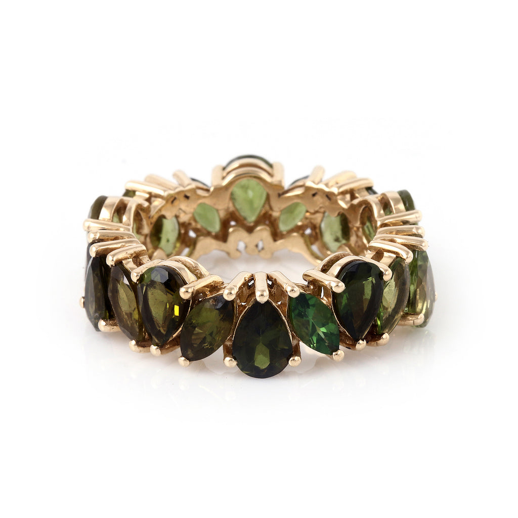 Green Tourmaline 14K Gold Eternity Band