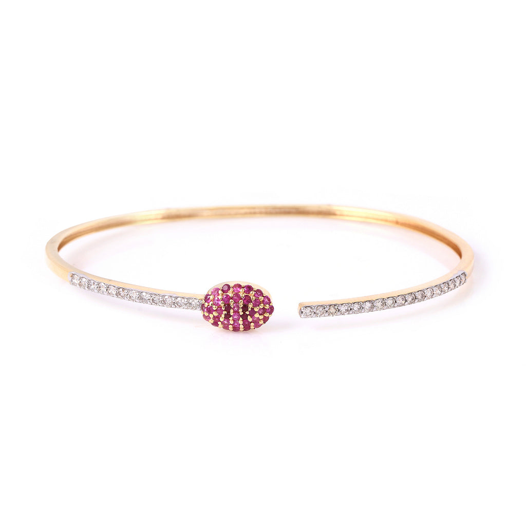 Snaky Rubies Gold Bracelet With Sparkling Diamonds