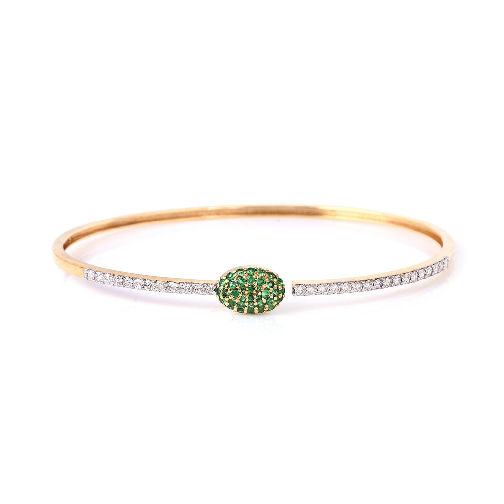 Green Cobra Gold Bracelet With Sparkling Diamonds & Tsavorite