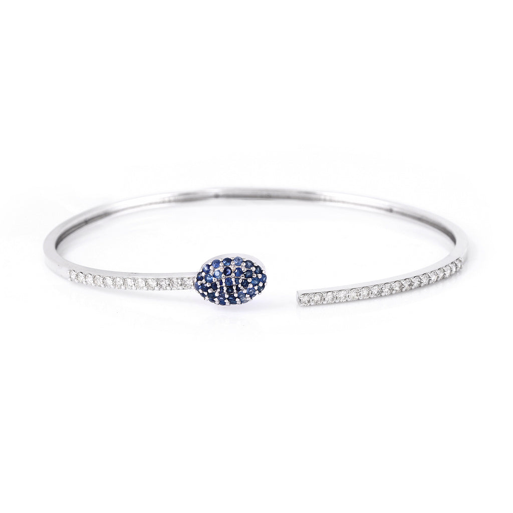 Sapphire Snake Statement Bracelet in 14K White Gold