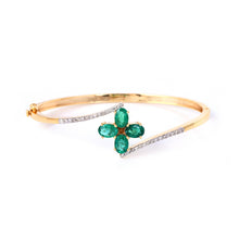 Load image into Gallery viewer, Emerald Floral Delight With Diamonds 14K Gold Bracelet