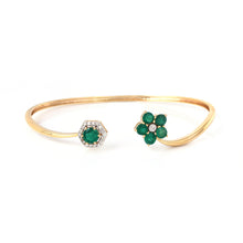 Load image into Gallery viewer, Emerald Petaled Perfection 14k Gold Bracelet With Diamonds