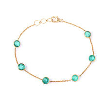 Load image into Gallery viewer, Circular Emeralds Minimal Chain Gold Bracelet