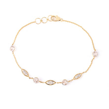 Load image into Gallery viewer, Minimalist Morganite 14K Gold Bracelet With Diamonds